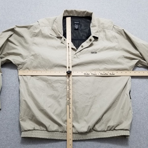 Izod Jacket Mens‎ XL Ivory Pockets Snap Outdoor Windbreaker Lightweight - Picture 11 of 13